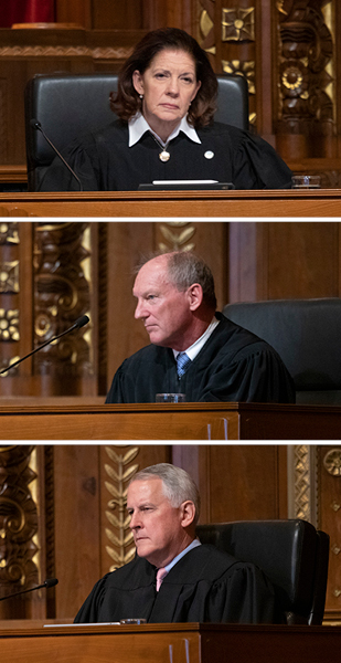 Image of Eleventh District Court of Appeals Judge Mary Jane Trapp, Twelfth District Court of Appeals Judge Robert A. Hendrickson, and Eleventh District Court of Appeals Judge Timothy P. Cannon