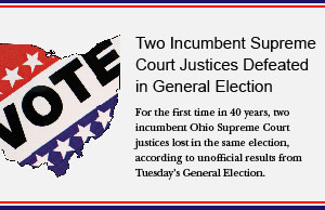 For the first time in 40 years, two incumbent Ohio Supreme Court justices lost in the same election.