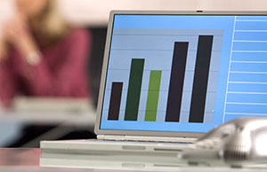 Image of a bar graph on a laptop computer