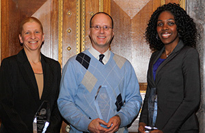 Image of 2012 Supreme Court of Ohio Employee Excellence Award winners Stephanie Tansill, James Bumbico, and Melissa Pierre-Louis