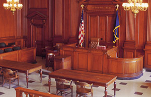 Image of an empty courtroom