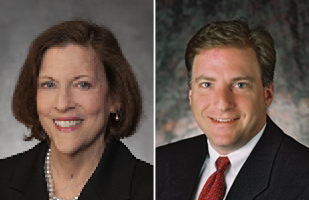 Image shows side-by-side head-shot photos of Judge Nancy McDonnell on the left and Judge Joseph Russo on the right