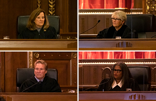 Image made up of four smaller images (two rows of two images), each of a judge wearing a black judicial robe