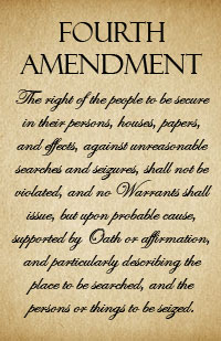 Image of the words from the Fourth Amendment of the U.S. Constitution