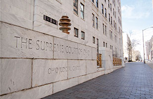 Image of a close-up of the Front Street side of the Thomas J. Moyer Ohio Judicial Center