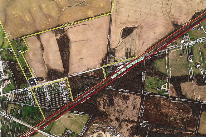 Image of a satellite view of the location in Xenia Township to be annexed