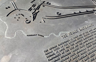 Image of a gray aerial view map of the earthworks (Morgan Patten)