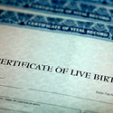 A blank birth certificate.