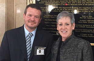 Image of Ohio Supreme Court Chief Justice Maureen O'Connor and Tolles Career and Technical Center teacher Joe Cahill