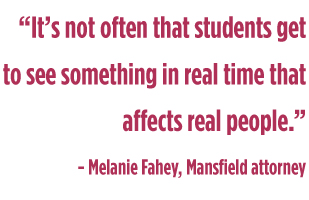 Image of the Melanie Fahey quote, 'It's not often that students get to see something in real time that affects real people.'
