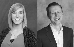 Image of black and headshots of a woman and man