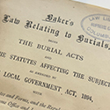 An antique-looking document: Baker's Law Relating to Burials.