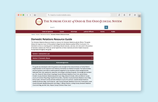 Landing page of the Domestic Relations Resource Guide on the Supreme Court of Ohio website.