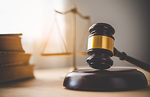 A gavel in a courtroom